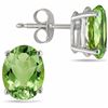 Image 1 : EARRINGS - 1.00 CTW OVAL FACETED PERIDOT IN 0.925 IN STERLING SILVER W/ PLATINUM OVERLAY SETTING - R