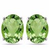 Image 2 : EARRINGS - 1.00 CTW OVAL FACETED PERIDOT IN 0.925 IN STERLING SILVER W/ PLATINUM OVERLAY SETTING - R
