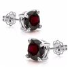 Image 2 : EARRINGS - 2.90 CTW ROUND FACETED PERSIAN RED GARNET IN 0.925 STERLING SILVER W/ PLATINUM SETTING - 