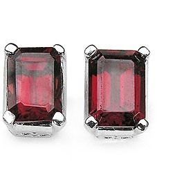 EARRINGS -  2.40 CTW OCTAGON FACETED GARNET IN 0.925 STERLING SILVER W/ PLATINUM SETTING - RETAIL ES
