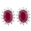 Image 1 : EARRINGS - 1 1/5 CTW OVAL FACETED GENUINE RUBYS & 2 DIAMONDS IN 925 STERLING SILVER SETTING - RETAIL