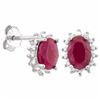 Image 2 : EARRINGS - 1 1/5 CTW OVAL FACETED GENUINE RUBYS & 2 DIAMONDS IN 925 STERLING SILVER SETTING - RETAIL
