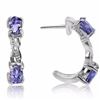 Image 1 : EARRINGS - 1/2 CTW OVAL FACETED TANZANITES & 2 DIAMONDS IN 925 STERLING SILVER SETTING - RETAIL ESTI