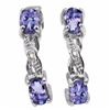 Image 2 : EARRINGS - 1/2 CTW OVAL FACETED TANZANITES & 2 DIAMONDS IN 925 STERLING SILVER SETTING - RETAIL ESTI