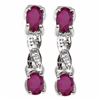 Image 1 : EARRINGS - 0.77 CTW OVAL FACETED GENUINE RUBY & 2 GENUINE DIAMONDS IN PLATINUM OVER 0.925 STERLING S
