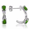 Image 1 : EARRINGS - 2/3 CTW OVAL FACETED EMERALD & 2 DIAMONDS IN 925 STERLING SILVER SETTING - RETAIL ESTIMAT