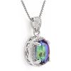 Image 2 : NECKLACE - 1.85 CTW OVAL FACETED OCEAN MYSTIC GEMSTONE & DIAMOND IN 925 STERLING SILVER SETTING - IN