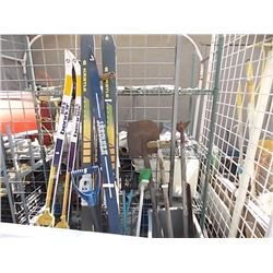 LOT OF ASSORTED SKIES & COOL GARDEN TOOLS
