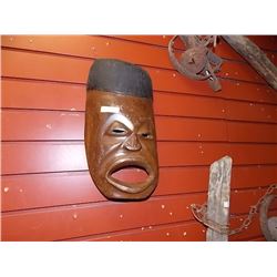 HAND CRAFTED CARVED WOOD MASK - singing