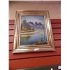 Image 1 : FRAMED OIL PICTURE - LAKE & MOUNTAINS