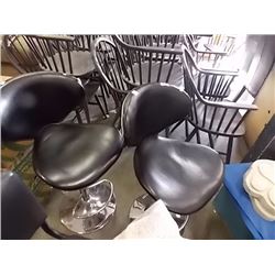 BAR STOOLS - BLACK / LEATHER & CHROME - 2 TTL