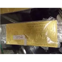 GOLD FOIL BILL - 24K GOLD - USA $1 - not legal tendar