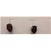 Image 1 : EARRINGS - 3 CTW OVAL FACETED GARNET IN STERLING SILVER SETTING - POST & BUTTERFLY BACKING - RETAIL 