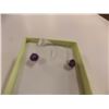 Image 1 : EARRINGS - 2CT ROUND FACETED AMETHYST IN STERLING SILVER STUD DESIGNED SETTING - RETAIL ESTIMATE $35