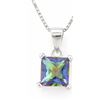Image 1 : NECKLACE - 1.25 CT EMERALD FACETED OCEAN MYSTIC TOPAZ IN 925 STERLING SILVER SETTING - RETAIL ESTIMA