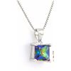 Image 2 : NECKLACE - 1.25 CT EMERALD FACETED OCEAN MYSTIC TOPAZ IN 925 STERLING SILVER SETTING - RETAIL ESTIMA