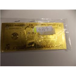 GOLD FOIL BILL - 24K GOLD - USA $5 - not legal tendar