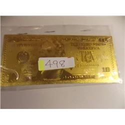GOLD FOIL BILL - 24K GOLD - USA $10 - not legal tendar