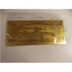 GOLD FOIL BILL - 24K GOLD - USA $50 - not legal tendar