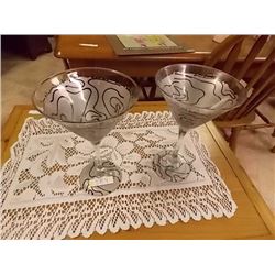 MARTINI GLASSES - HAND PAINTED AND SIGNED - 2 TTL