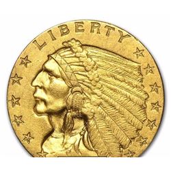 $2.50 Indian Gold Quarter Eagle Coin  Minted 1908-1929