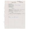 Image 1 : Prince 1990 Berlin Handwritten Wardrobe Notes