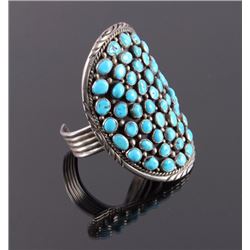 Navajo Signed Sterling Silver Turquoise Cuff