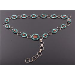 Navajo Petit Point Turquoise Coral Concho Belt