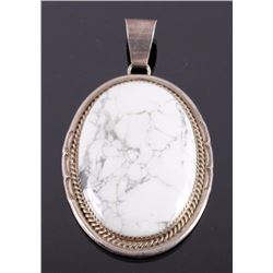 Navajo Sterling White Buffalo Turquoise Pendant