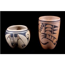 Hopi Pueblo Indian Polychrome Pottery Jars