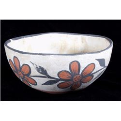 Taos Pueblo Pottery Floral Polychrome Pyrite Bowl