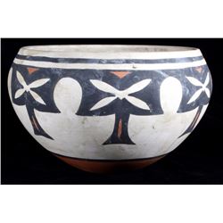 Signed Acoma Pottery Polychrome Olla Bowl