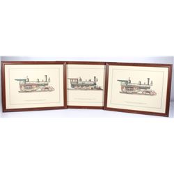 New Jersey Railroad Engines Colored Etchings