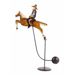 Folk Art Galloping Cowboy Sculpture