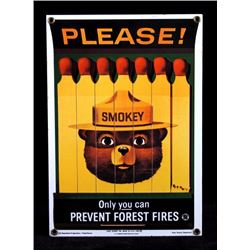 Smokey Bear U.S. Forest Service Porcelain Sign
