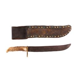 Western Frontier Antler Handle Knife & Scabbard