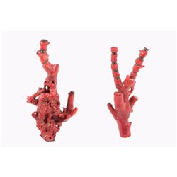 Antique Chinese Red Branch Coral Natural Trees