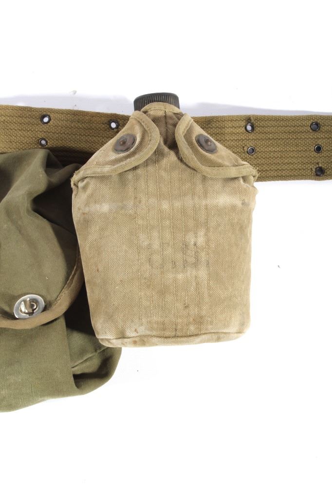 WWII U.S. Mills Utility Belt Canteen & Ammo Pouch