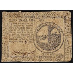 May 1777 $2 Continental Currency Note