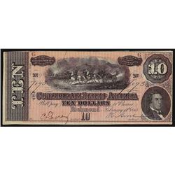 1864 $10 Confederate States of America Note