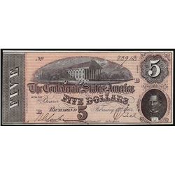 1864 $5 Confederate States of America Note