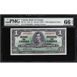 1937 $1 Bank of Canada Note PMG Gem Uncirculated 66EPQ