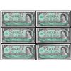 Image 1 : Lot of (6) 1967 $1 Bank of Canada Note Uncirculated