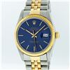 Image 1 : Gents Rolex Two Tone Blue Index Yellow Gold Fluted Datejust Wristwatch