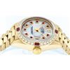 Image 8 : Ladies Rolex Quickset 18K Yellow Gold MOP Ruby & Diamond President Wristwatch