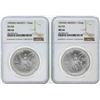 Image 1 : Set of (2) 1992MO Mexico 1 Onza Silver Libertad Coins NGC MS66