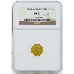1903 $1 Gold Dollar McKinley Coin NGC MS67