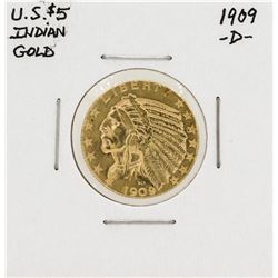 1909-D $5 Indian Head Half Eagle Gold Coin