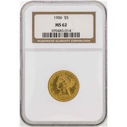 1906 $5 Liberty Head Half Eagle Gold Coin NGC MS62