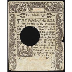 June 5, 1780 Connecticut Ten Shillings Colonial Currency Note